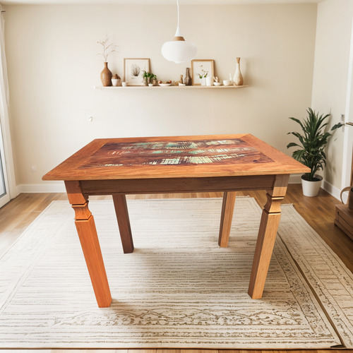 Mesa Jantar Madeira Demolição 80cm X 80cm X 80cm C/ Patina