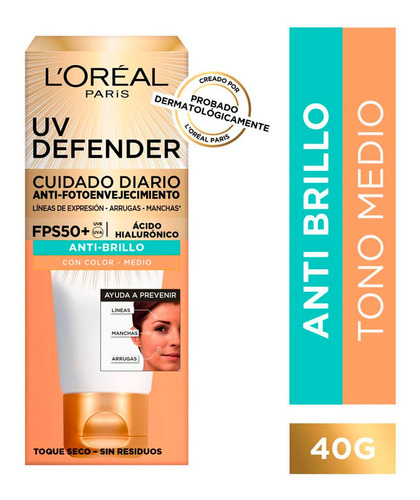Crema Dermo Uv Defender Toque Seco Medio Fps50 L'oréal