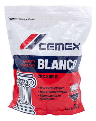 Cemento Blanco Cemex 2kg Bolsa Compatible Con Pigmentos