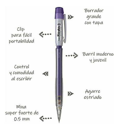 Pentel Ax105w-v Lapicero Fiesta Pearl, Violeta, 0.5 Mm