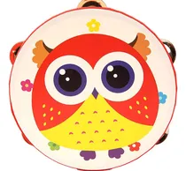 Comprar Pandero Musical Infantil Diseño De Búho 6 Pulgadas 8 Chapas