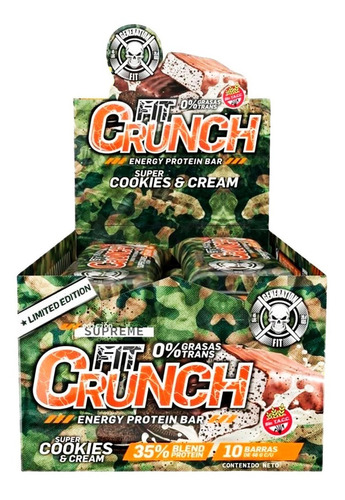 Generation Fit Crunch 46g Barras Proteínas 0% Trans Sin Tacc Sabor Cookies & Cream (46 Grs - 10 Barras)