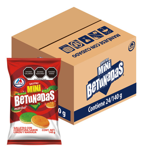 Galletas Mini Betunadas Sabor Limón Y Naranja Maribel Caja Con 24 Piezas De 140g c/u