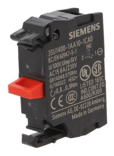 Imagen 1 de 2 de Modulo De Contactos 1nc P/frontal Siemens 3su1400-1aa10-1ca0