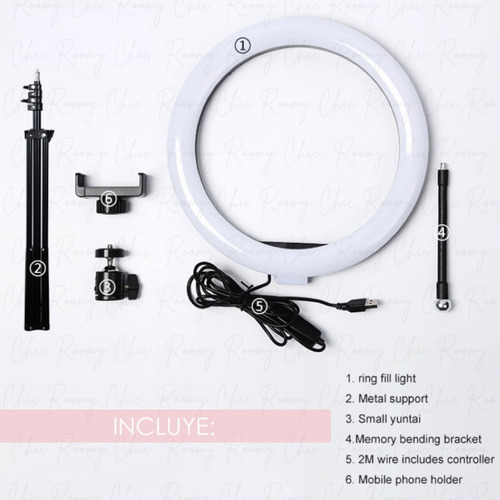 Aro Led 26 Cm Soporte Celular Tripie 2.10 Mt Video Foto Uñas