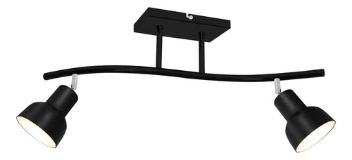 Lampara Aplique Curvo Techo Spot Movil Negro 2 Luces Led Estructura Negro/Cromo