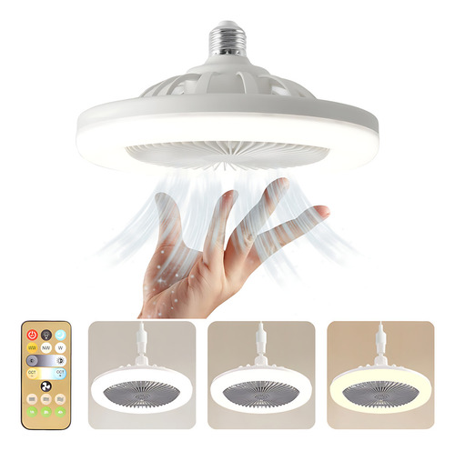 Ventilador De Techo Modernos Con Luz Y Control Remoto, Ventiladores De Techo Con Casquillo E27, Lampara Ventilador Silencioso 30 W, 3 Velocidades, Brillo Ajustables