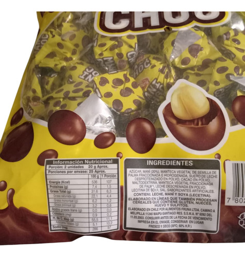 Bombon Chocolate Manichoc Relleno Pasta De Mani 500gr