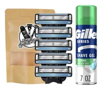 Comprar Combo 5 Cartuchos Gillette Mach3 Gel Afeitar Series 198g