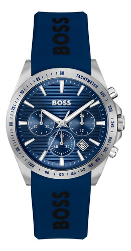 Boss Reloj Para Hombre 1514239 Cronógrafo Silicón Azul 41mm