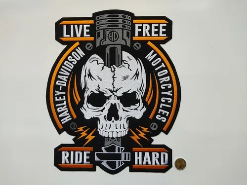 Parche Bordado Live Free Ride Hard Harley Davidson Motorcycl