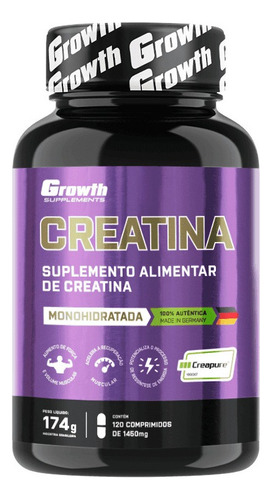 Suplemento Creatina Creapure 120 Comprimidos Growth Supplements  