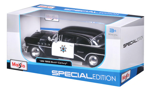 Miniatura de coche Buick Century 1955 Police 1:26 Maisto, color negro