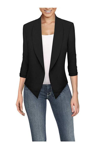 Cómodo Blazer Suéter Saco Casual Manga 3,4 Mujer [u]