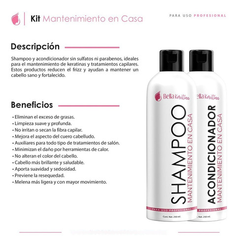 Kit Shampoo Y Acondicionador Sin Sulfatos Ni Parabenos 500ml
