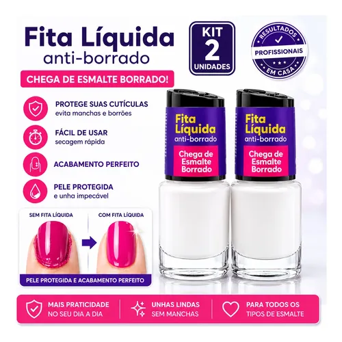 Kit 2 Fita Líquida Anti-borrado Esmalte Perfeito - Cora Branco