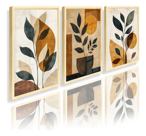 comprar Quadros Decorativo Folhagem Boho Terracota Botânico Sala Ys