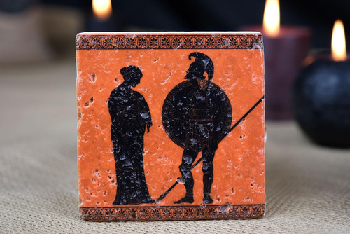 Posavasos De Piedra Con Temática De La Antigua Grecia, Juego