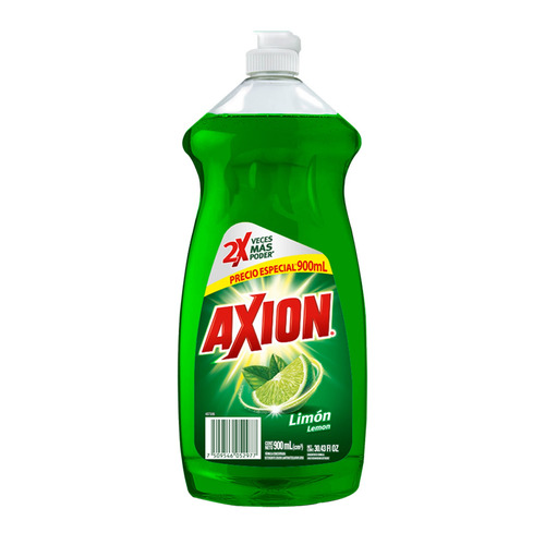 12 Pz Axion Lavatrastes Limón Líquido En Botella 900 ml