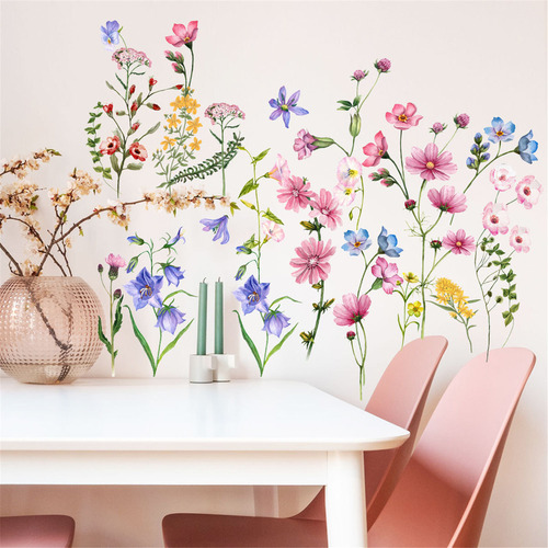 ` Adhesivo De Pared Con Forma De Planta Y Flor De Cristal