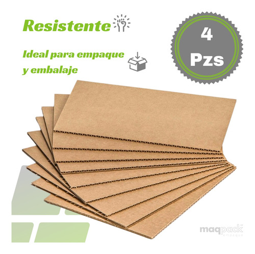 4 Laminas De Carton Corrugado Para Empaque De 90x120cms  7k