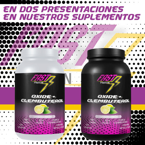 Óxido Nítrico + Clembuterol Fast Suplement 1kg 200 Serv Limón