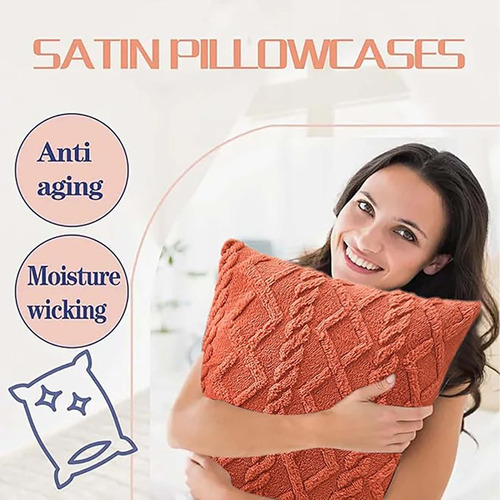Funda De Almohada De Felpa Suave A Cuadros 45*45 Cm 2 Piezas Naranja