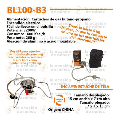 Imagen 2 de 7 de Calentador Micro Mini Plegable Con Encendido + Cartucho