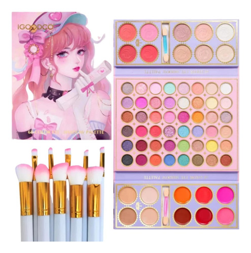 Paleta De Sombras 62 Tonos Mate + Set 10 Brochas, Maquillaje Mate