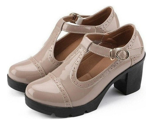Mujeres Plataforma Tacón Oxford Grueso Sandalias Zapatos