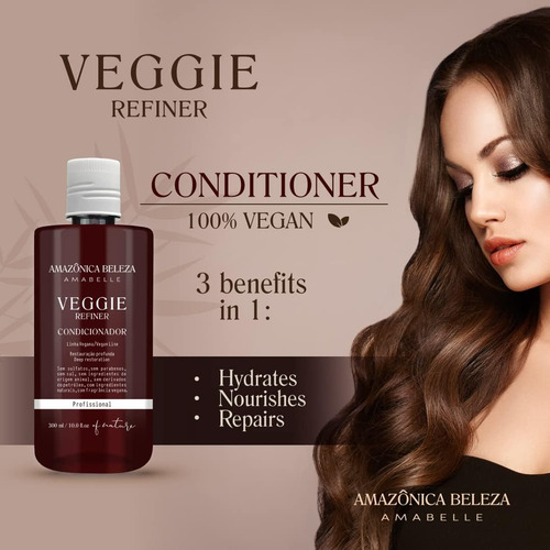 Shampoo E Condicionador Beleza Vegan Veggie Refiner, Nutre,