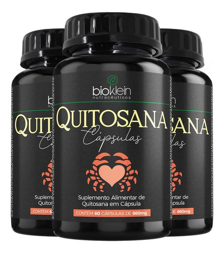 Kit 3 Quitosana 660mg 60 Cápsulas Bioklein Sabor Sem Sabor