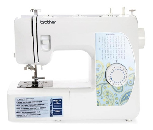 Máquina De Coser Recta Brother Bm3700 Portable Blanca 110v Color Blanco