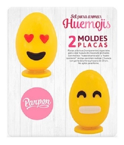 Set Placa X2 Emoji Huevo Bombon Pascuas Chocolate