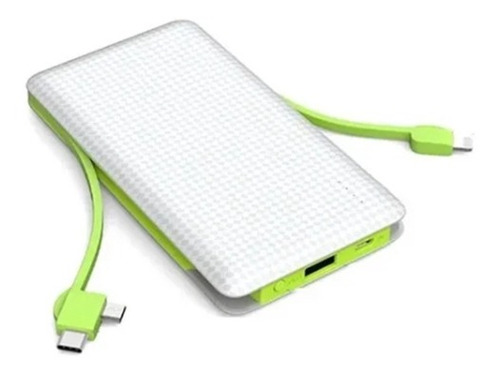 Carregador Portátil Power Bank 10.000mah Universal Usb Typec Cor Branco