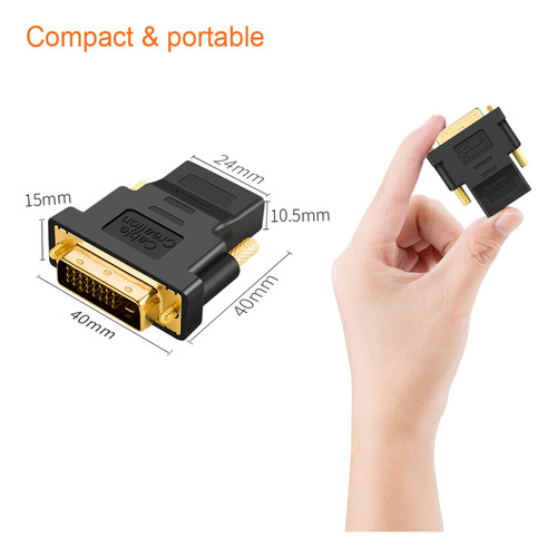 Cablecreation Adaptador Dvi A Hdmi, 2-pack Dvi Macho A Hdmi