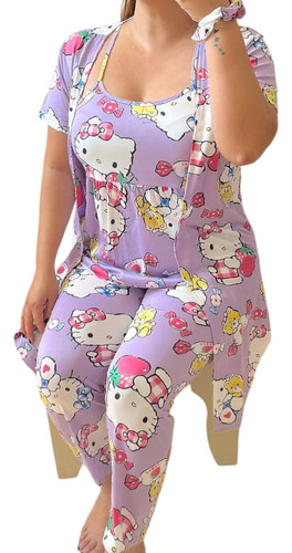 Pijama De Mujer Hello Kitty Juego De 4 Pzas