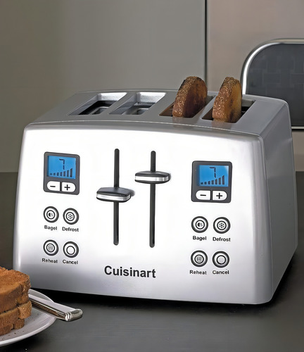 Tostadora motorizada Cuisinart de acero inoxidable para 4 rebanadas, 110 v
