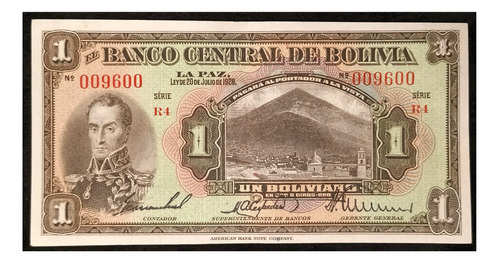 Bolivia Billete 1 Boliviano 1928 Excelente Pick 118a.2