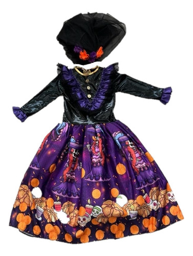 Disfraz De Catrina Para-halloween Talla 8