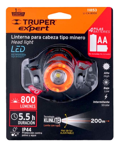 Linterna P/ Cabeza Tipo Minero 800 Lumenes (11853)