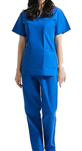 Uniforme Pijama Medica Enfermera Mujer Antifluido Cuello V  