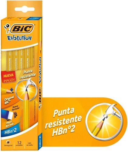 Lapiz Bic Evolution Hb2 Amarillo Resina C/12 930254 /v