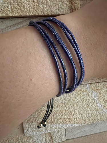 Brazalete Pulsera Ajustable Azul Oscuro Miyuki Bisuteria