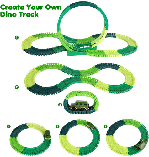 Imagen 3 de 8 de Niños Juguete Eléctrico Dinosaurio Rail Coche 184pcs