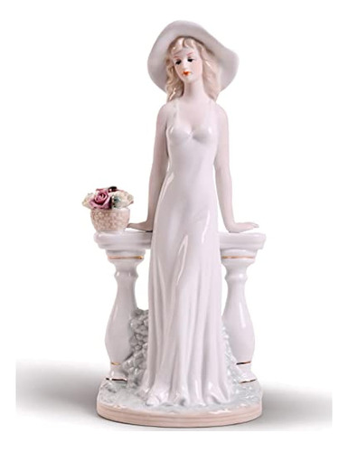 Mtme È Figuras De Porcelana Dama En El Jardín, Estatuas Escu