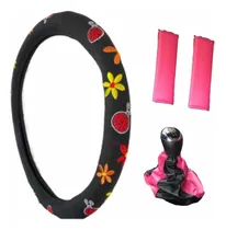 Comprar Cubre Volante Flores + Cinturones+ Palanca- Chevrolet Corsa 