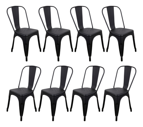 8 Cadeiras Tolix Industrial Aço Resistente Bar Restaurante Estrutura Da Cadeira Preto
