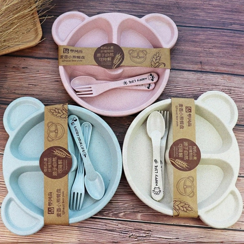 Wang Plato De Comedor Anticaliente Para Niños Con Tenedor