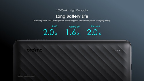 Imagen 3 de 4 de Power Bank Oraimo Opb-p118d 10000mah 2usb Bateria Externa